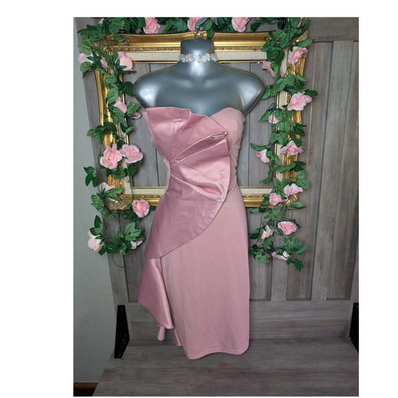 SHEIN Belle Dresses & Skirts - SHEIN Belle Strapless Ruffle Cocktail Dress Dusty Pink Fairycore Formal Dress